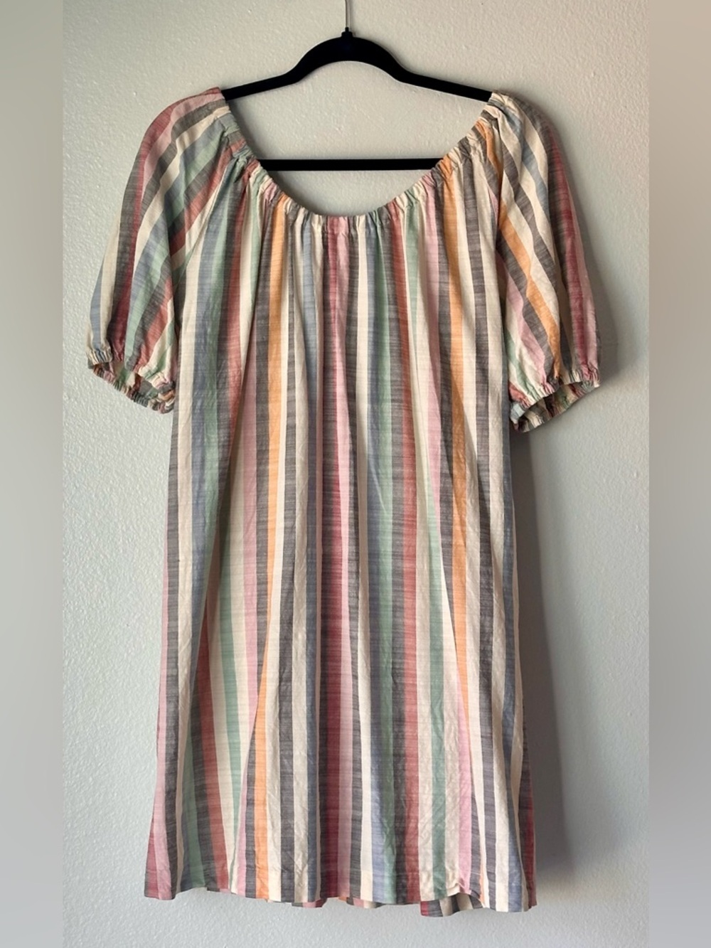 Madewell Multistripe Puff-Sleeve Mini Dress Size Small Flowy Cute - Picture 2 of 5